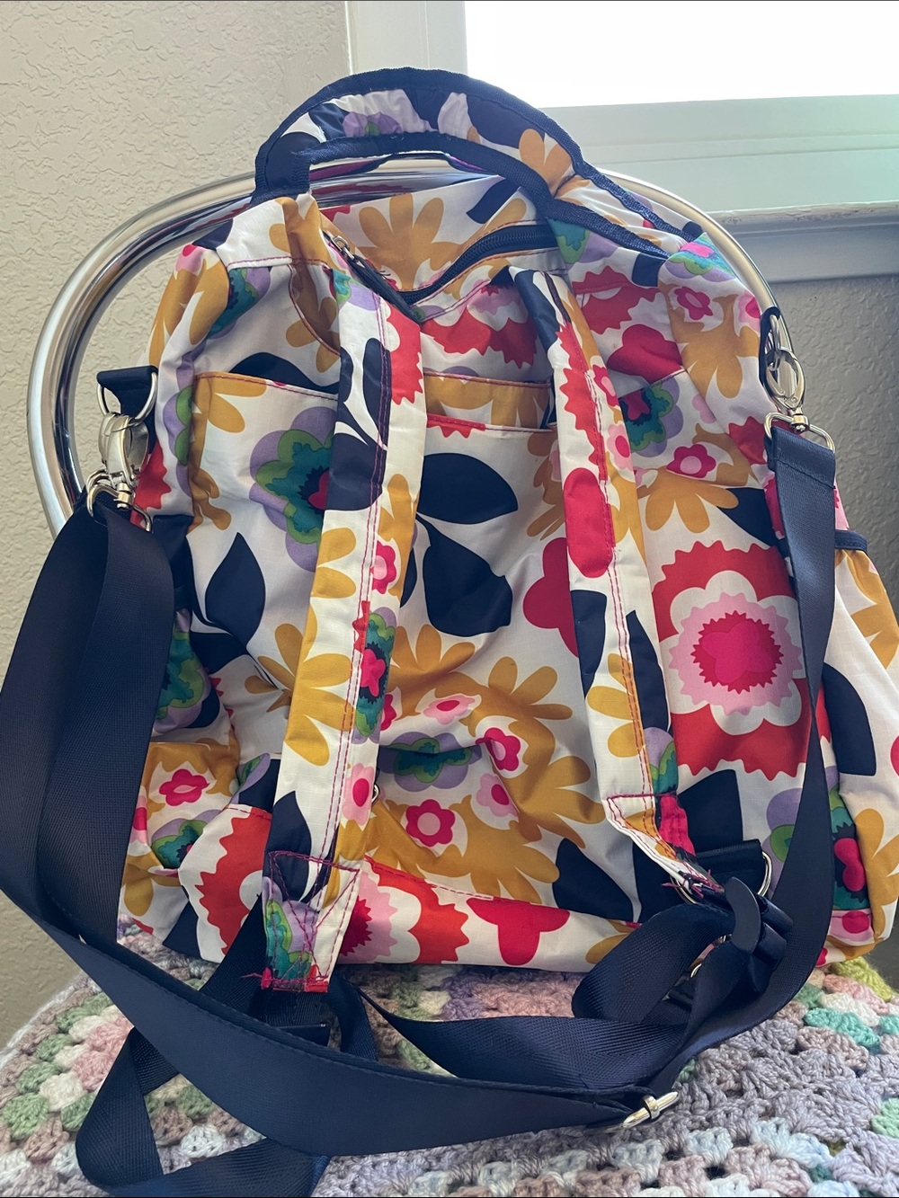 Floral Multicolor Crossbody diaper Bag/backpack/travel bag - Picture 7 of 15